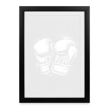 Boxing Gloves Drawing - Framed poster (27 × 37 cm) - black - Front