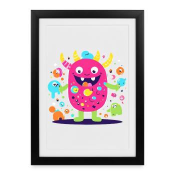 Cute and funny cuddle monster kids - Framed poster (27 × 37 cm) - black - Front