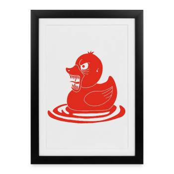 Red Demonic Duck - Framed poster (27 × 37 cm) - black - Front