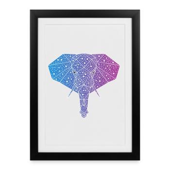 éléphant galactique - Affiche encadrée (27 × 37 cm) - noir - Devant