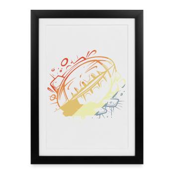 Ballon de rugby look vintage - Affiche encadrée (27 × 37 cm) - noir - Devant