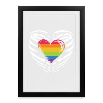 LGBTQ Pride Monat - Regenbogenherz - Gerahmtes Poster (27 × 37 cm) - Schwarz - Vorne