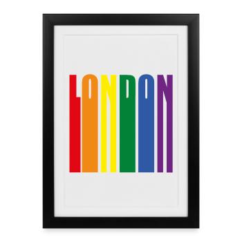 London Rainbow Pride LQBT - Affiche encadrée (27 × 37 cm) - noir - Devant