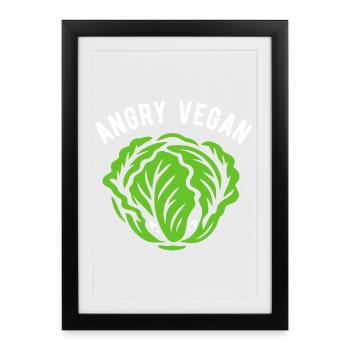 Salad - Angry vegan - Vegan diet - Framed poster (27 × 37 cm) - black - Front