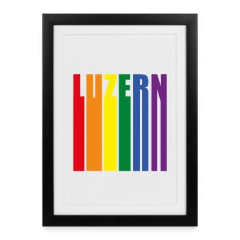Lucerne Suisse Cadeau de la fierté arc-en-ciel - Affiche encadrée (27 × 37 cm) - noir - Devant
