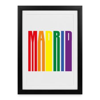 Madrid Espagne Rainbow Pride Gift - Affiche encadrée (27 × 37 cm) - noir - Devant