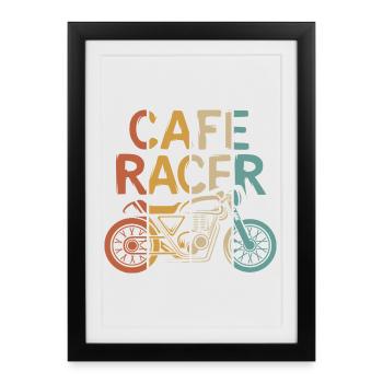 Illustration Vintage CaferaCerac - Logo de motard personnalisé - Affiche encadrée (27 × 37 cm) - noir - Devant