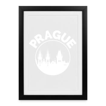 Prague City Skyline Logo - Czech Republic City Icon - Framed poster (27 × 37 cm) - black - Front