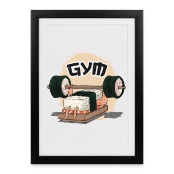 Sushi Humour dans la salle de sport - Affiche encadrée (27 × 37 cm) - noir - Devant