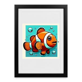 Poisson-clown - Affiche encadrée (27 × 37 cm) - noir - Devant