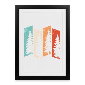 forêt nature arbres nature sauvage extérieur randonnée - Affiche encadrée (27 × 37 cm) - noir - Devant