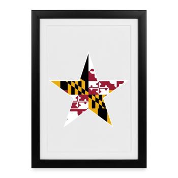 Conception d’étoile du drapeau du Maryland - Affiche encadrée (27 × 37 cm) - noir - Devant