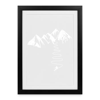 Cadeau Skieur De Haute Montagne Alpes Pyrenées - Affiche encadrée (27 × 37 cm) - noir - Devant