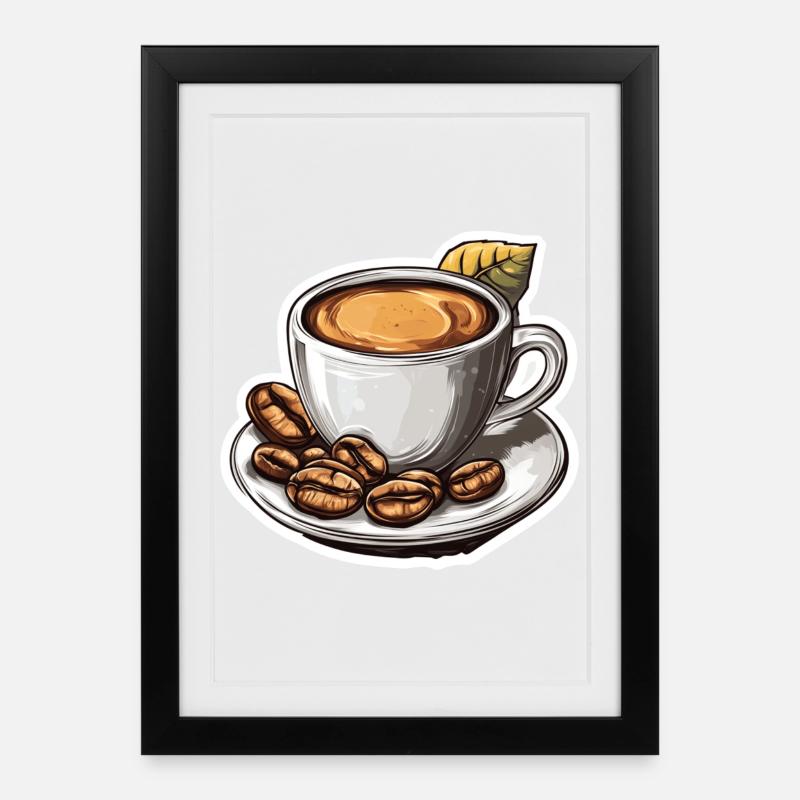 Kaffee - Gerahmtes Poster (27 × 37 cm) - Schwarz