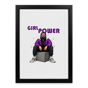 Girl Powrer Streetwear Dynamic - Framed poster (27 × 37 cm) - black - Front