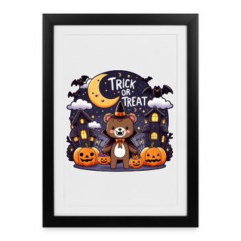 Cute Halloween bear in witch costume - Framed poster (27 × 37 cm) - black - Front