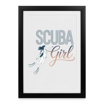 Scuba Girl Diver Design - Affiche encadrée (27 × 37 cm) - noir - Devant