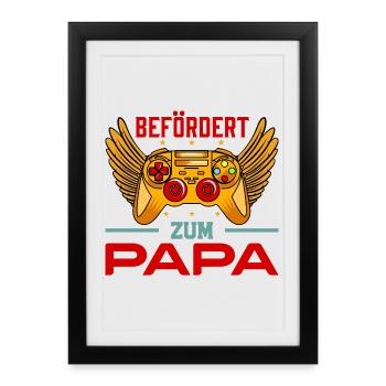 Future papa PROMU À PAPA Drôle - Affiche encadrée (27 × 37 cm) - noir - Devant