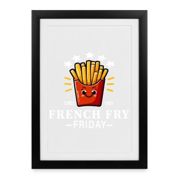 Frites Rigolotes Vendredi - Affiche encadrée (27 × 37 cm) - noir - Devant