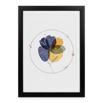 Cercle de fleurs aquarelle - Affiche encadrée (27 × 37 cm) - noir - Devant