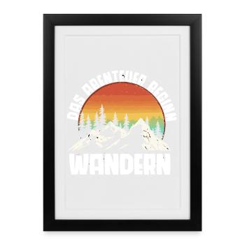 Aventure en montagne Coucher de soleil Randonnée Randonneurs - Affiche encadrée (27 × 37 cm) - noir - Devant
