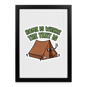 Chez soi sous tente / camping - Affiche encadrée (27 × 37 cm) - noir - Devant