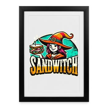 Sandwitch Sorcière Sandwich Drôle Halloween - Affiche encadrée (27 × 37 cm) - noir - Devant