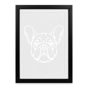 Bulldog Dog Dog Head T-shirt Gift - Framed poster (27 × 37 cm) - black - Front