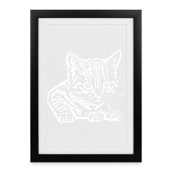 Chat Chat Bébé T-shirt Idée Cadeau - Affiche encadrée (27 × 37 cm) - noir - Devant