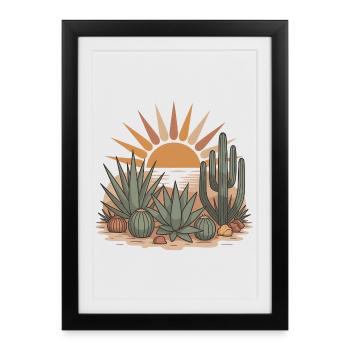 Boho Nature Cacti - Framed poster (27 × 37 cm) - black - Front