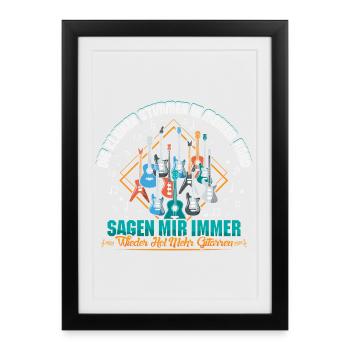 Gitarre Gitarrenspieler Musiker Gitarrist - Gerahmtes Poster (27 × 37 cm) - Schwarz - Vorne