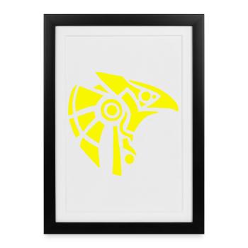 Dieu égyptien Horus (jaune) - Affiche encadrée (27 × 37 cm) - noir - Devant