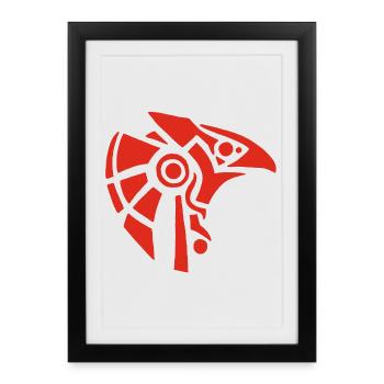 Dieu égyptien Horus (rouge) - Affiche encadrée (27 × 37 cm) - noir - Devant