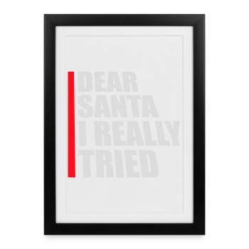 Cher Père Noël, j’ai vraiment essayé l’humour de Noël drôle - Affiche encadrée (27 × 37 cm) - noir - Devant