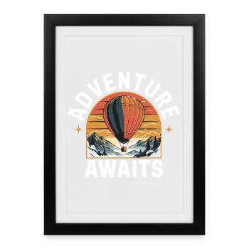 L’aventure vous attend Paysage de montgolfière - Affiche encadrée (27 × 37 cm) - noir - Devant