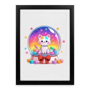 Rainbow Cats Snowglobe - Framed poster (27 × 37 cm) - black - Front
