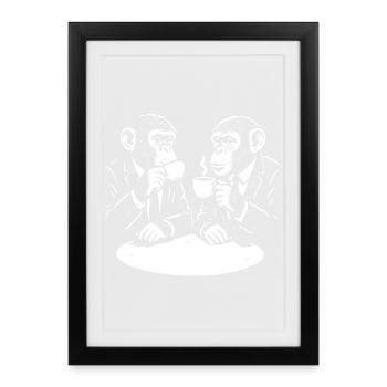 Monkeys in Suits Kaffee-Duo - Gerahmtes Poster (27 × 37 cm) - Schwarz - Vorne