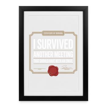 I Survived Another Meeting Email Home Office Office - Framed poster (27 × 37 cm) - black - Front