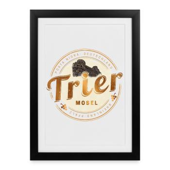 Trier Vintage Mosel Rheinland-Pfalz Deutschland - Gerahmtes Poster (27 × 37 cm) - Schwarz - Vorne