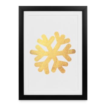 Snowflake Gold Christmas Decoration Snow Winter - Framed poster (27 × 37 cm) - black - Front