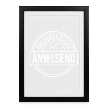 Obligatorisch Anwesend Faultier Telco Meeting Büro - Gerahmtes Poster (27 × 37 cm) - Schwarz - Vorne