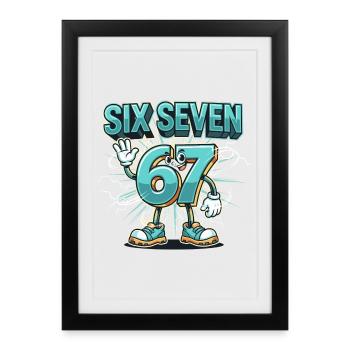 Meme 67 Six Seven Italian Meme Funny - Framed poster (27 × 37 cm) - black - Front