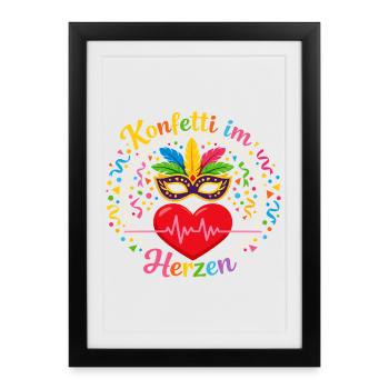 Carnival Confetti Hearts Party Outfit Carnival - Framed poster (27 × 37 cm) - black - Front