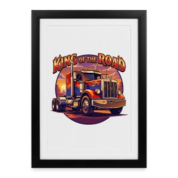 King of the Road: Truck Illustration - Framed poster (27 × 37 cm) - black - Front