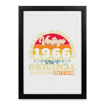 1966 Vintage Rétro Cadeau D'anniversaire - Affiche encadrée (27 × 37 cm) - noir - Devant