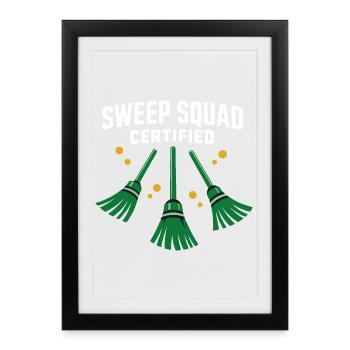 Curling, balayage drôle, cardio dur avec balai - Affiche encadrée (27 × 37 cm) - noir - Devant