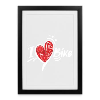 Red Bike Heart Metal Parts - Framed poster (27 × 37 cm) - black - Front