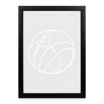 Dessin de volley-ball - Affiche encadrée (27 × 37 cm) - noir - Devant