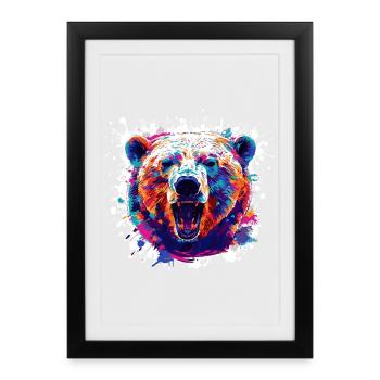 Colorful Bear Head PopArt - Framed poster (27 × 37 cm) - black - Front