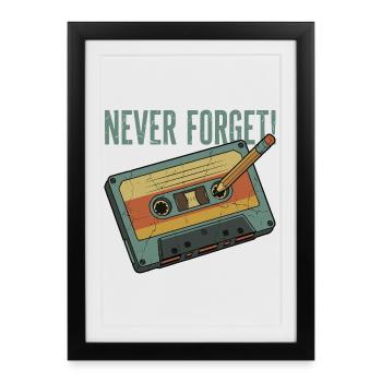 Never Forget – Retro Cassette & Pencil Design - Framed poster (27 × 37 cm) - black - Front